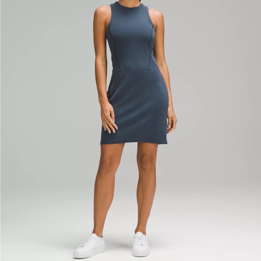 lululemon Ribbed Softstreme Slim-Fit Tank Dress Navy 4